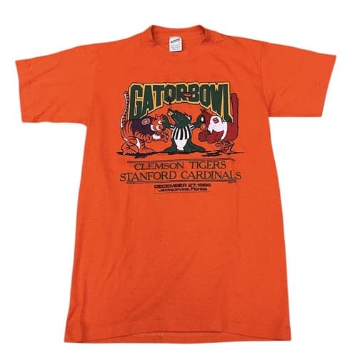 Vintage Gator Bowl 1986 Clemson Tigers Stanford Cardinals NCAA Football Sz Small — stanford fan gear
