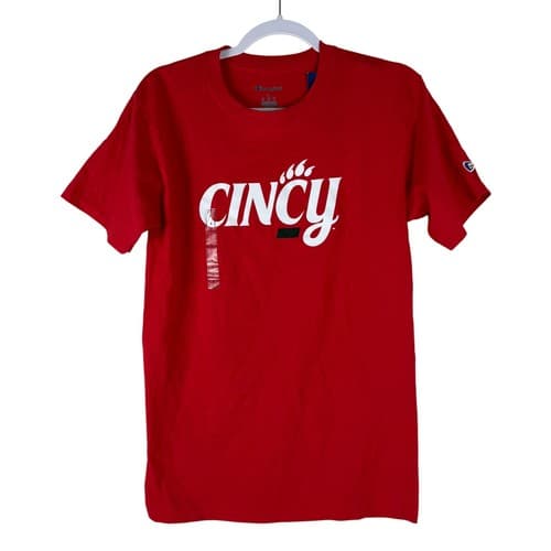 NWT Champion Cincinnati Bearcats Reds Cincy Baseball Shirt Mens S Short Sleeve — cincinnati fan gear