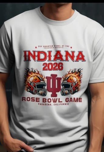Indiana Hoosiers 2025 College Football Playoff Rose Bowl T-Shirt Unisex Medium — indiana fan gear