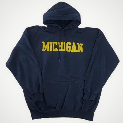 90s Michigan Wolverines Hoodie - Vintage Navy Blue College — michigan fan gear