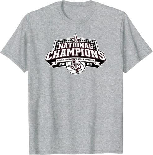 Texas A&M Aggies National Champs 2025 Volleyball Icon Gray T-Shirt — texas-am fan gear
