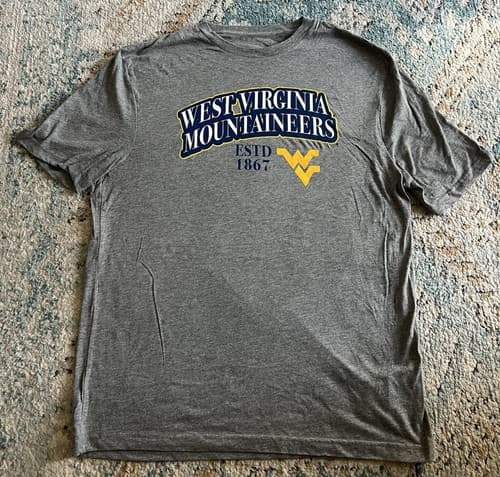 West Virginia University Mountaineers Graphic Logo T-Shirt Grey WVU Large NWOT — west-virginia fan gear