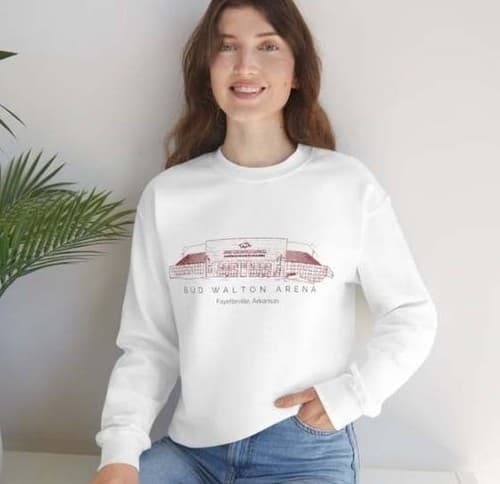 Bud Walton Arena Arkansas Razorbacks Stadium Crewneck Sweatshirt — arkansas fan gear