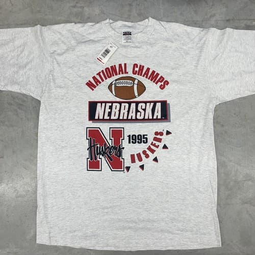 Vintage Nebraska Huskers 1995 National Champs Football T-Shirt Men's 2XL — nebraska fan gear