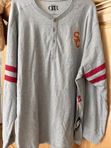 NEW Darius Rucker Collection Mens USC TROJANS Long Sleeve Henley Shirt  Gray 2XL — usc fan gear