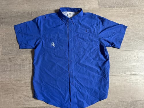 Duke Blue Devils University football basketball Pro Edge button UPF 50 sun shirt — duke fan gear