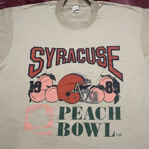 1989 Vintage SYRACUSE ORANGEMEN T-Shirt Medium Large PEACH BOWL Football NCAA — syracuse fan gear
