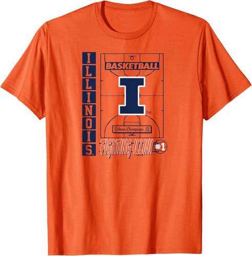 Illinois Fighting Illini Basketball Vintage Court Orange T-Shirt — illinois fan gear