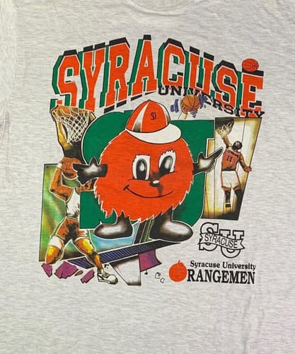 Vintage Syracuse Orange Basketball T Shirt Cotton Unisex White — syracuse fan gear