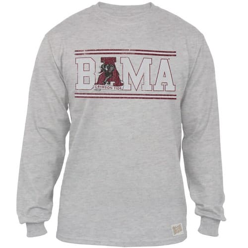 Alabama Crimson Tide  -  Bama Block Logo Tri-Blend Adult Long Sleeve T-Shirt — alabama fan gear