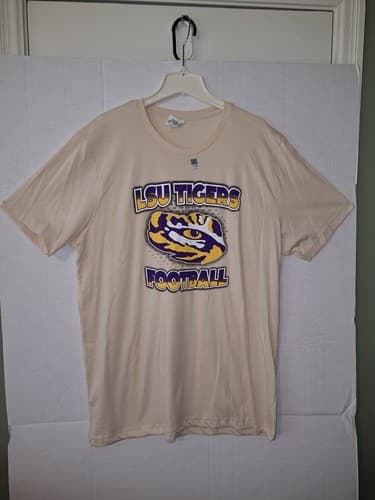 Bella Canvas Mens Short Sleeve Tan LSU FOOTBALL T-shirt Size 2XL — lsu fan gear