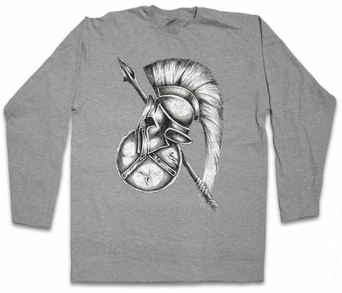 SPARTAN GEAR LONG SLEEVE T-SHIRT Sparta Spartans Shield Helmet Leonidas 300 — michigan-state fan gear
