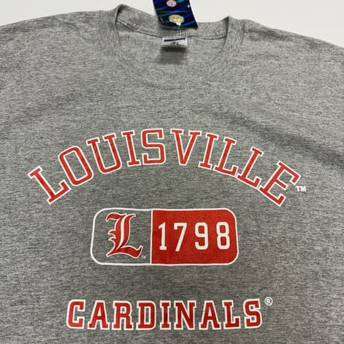 Louisville Cardinals T-Shirt Mens XL Cotton Blend Jerzees Gray New NWT — louisville fan gear