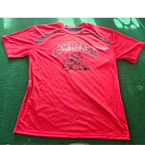 Spartans Graphic T-Shirt Red Gray Athletic Tee Large — michigan-state fan gear
