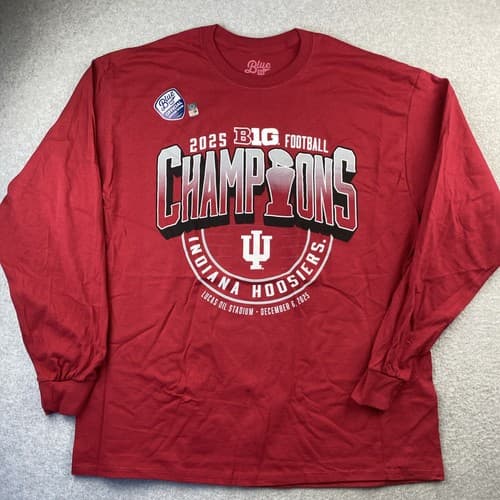 Blue 84 Indiana Hoosiers T-Shirt Mens XL Red 2025 Big 10 Football Champions NEW✅ — indiana fan gear