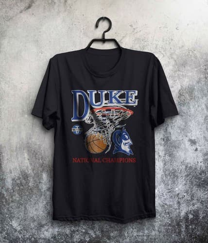 Duke Blue Devils National Champions Vintage Basketball T-Shirt (Black) - T667 — duke fan gear