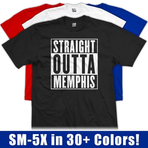 Straight Outta Memphis T-Shirt Grizzlies Tigers Original Local Made in Mens Tee — memphis fan gear
