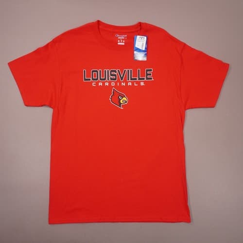 NEW Champion Louisville Cardinals Short Sleeve T Shirt Mens Large Red Cotton NWT — louisville fan gear