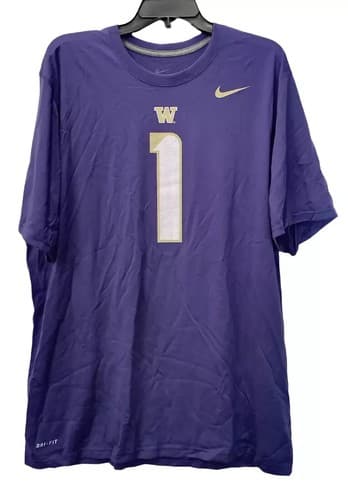 Nike Men's Washington Huskies Legend Number Short-Sleeve T-Shirt NEW ORCHID XL — washington fan gear
