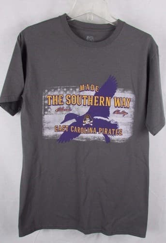 ECU East Carolina Pirates Made the Southern Way Men Women t shirt top Small Gray — east-carolina fan gear
