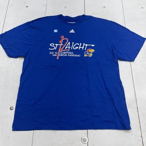 Kansas Jayhawks Shirt Mens 2XL Blue NCAA Basketball Adidas Big 12 Champions 2016 — kansas fan gear