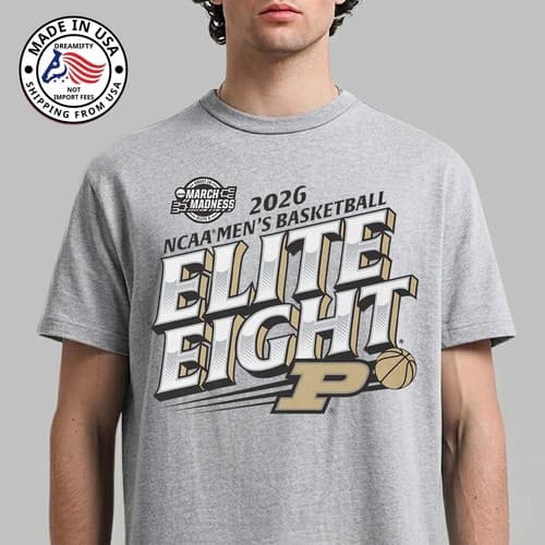 Purdue Boilermakers Men's Basketball 2026 NCAA March Madness Elite 8 T-Shirt — purdue fan gear