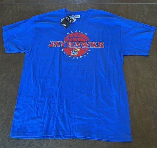 Old Varsity Brand Large T-shirt Kansas Jayhawks College Basketball NWT Tshirt — kansas fan gear