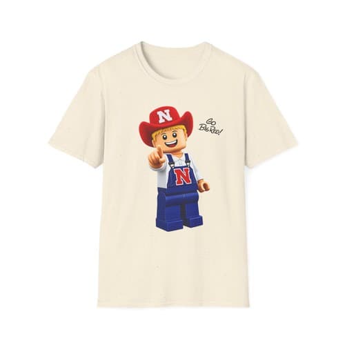 Big Red Mascot Nebraska Cornhuskers Go Big Red! Lego Figure T-Shirt Unisex — nebraska fan gear