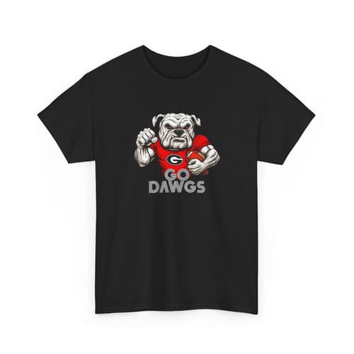 Go Dawgs Bulldog Football Tee Mens Red Classic Fit T-Shirt — georgia fan gear