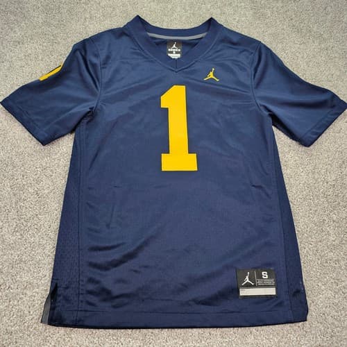 Michigan Wolverines #1 Jordan Football Jersey Mens Size Small Blue Yellow — michigan fan gear