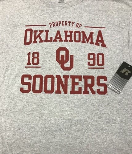 New w/Tags, OKLAHOMA SOONERS T-Shirt, S-3XL, RUSSELL Official College Product — oklahoma fan gear