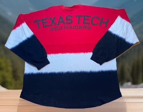 Texas Tech Red Raiders Spirit Jersey NEW XS Long Sleeve Shirt Tie-Dye Football — texas-tech fan gear