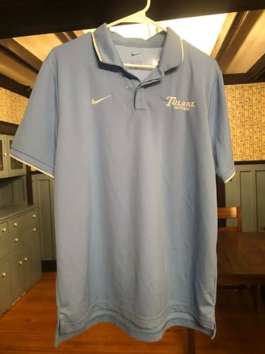 Tulane Green Wave Nike collar shirt large blue — tulane fan gear