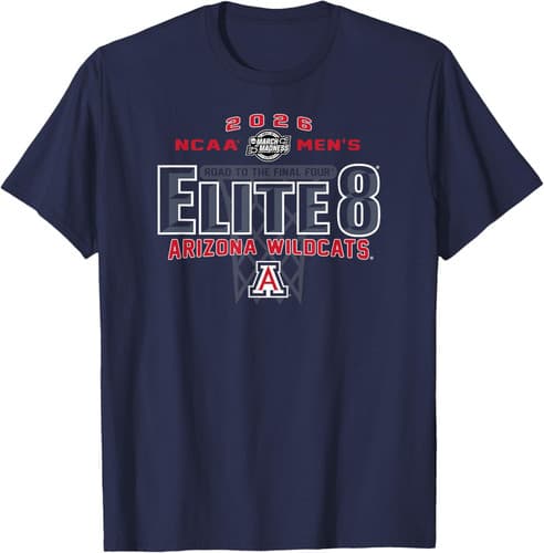Arizona Wildcats Elite 8 2026 Men's March Madness Basketball T-Shirt — arizona fan gear