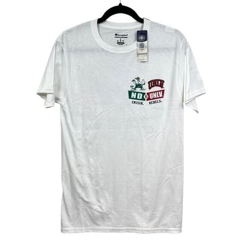 Champion Women T Shirt 2022 ND Irish Vs UNLV Rebels Short Sleeve White Sz Small* — unlv fan gear
