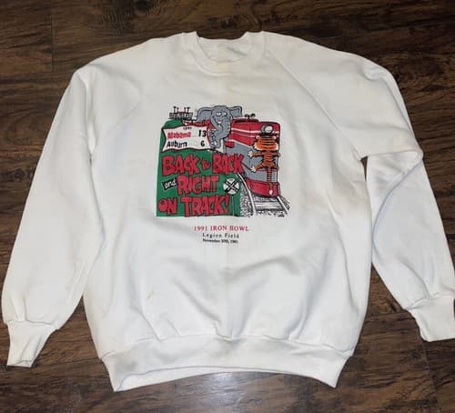 90s Auburn Tigers Iron Bowl Sweatshirt - Vintage Cartoon College Football Tee — auburn fan gear
