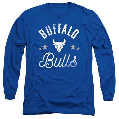 University of Buffalo Adult Long Sleeve T-Shirt Bulls, Royal Blue, S-3XL — buffalo fan gear