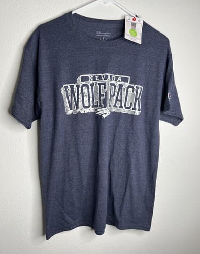 CHAMPION Authentic Athleticwear Men’s T Shirt Size Medium Navy Nevada Wolf Pack — nevada fan gear