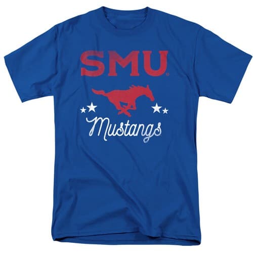 Southern Methodist University Adult T-Shirt Mustangs, Royal Blue, S-5XL — smu fan gear