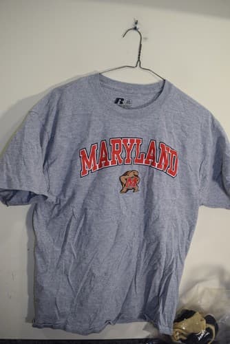 Maryland Terps Heather Gray Front Graphic T Shirt MENS L — maryland fan gear