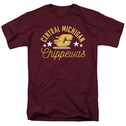 Central Michigan University Adult T-Shirt Chippewas, Maroon, S-3XL — central-michigan fan gear