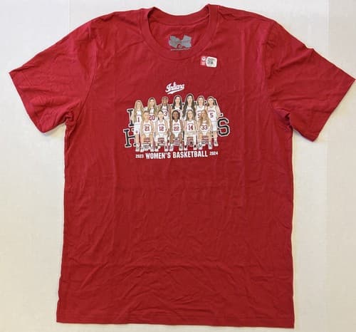 IU INDIANA HOOSIERS Women’s 2023-2024 Team Roster Basketball T Shirt Size L NWT — indiana fan gear