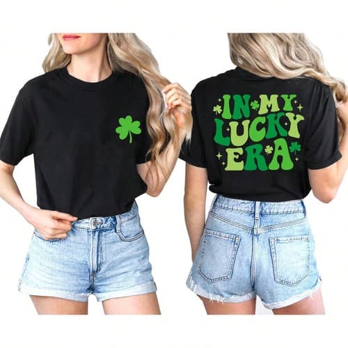 Women In My Lucky Era St Patrick's Day T-Shirt Shamrock Irish Tee — notre-dame fan gear