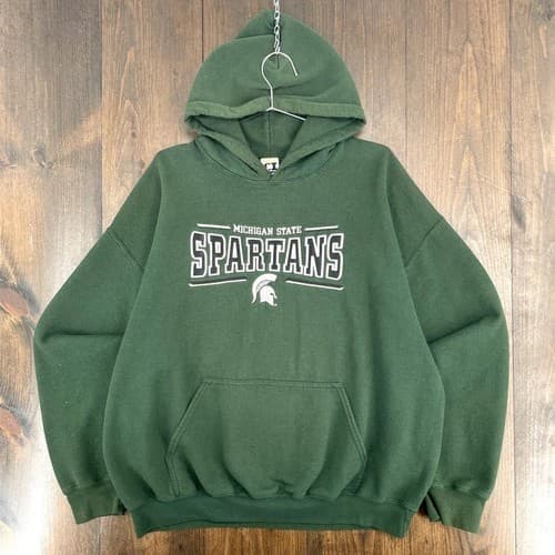 Vintage 1990s Michigan State University Hoodie Sweatshirt MSU Spartans College — michigan-state fan gear