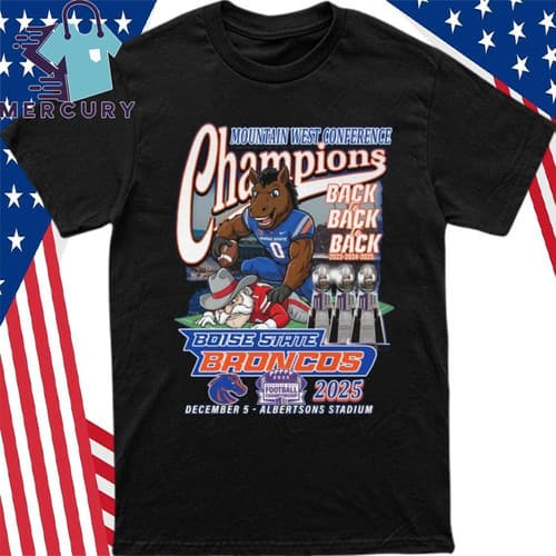 Boise State Broncos Mountain West Con Championship Back2Back 2025 Mascot Shirt — boise-state fan gear