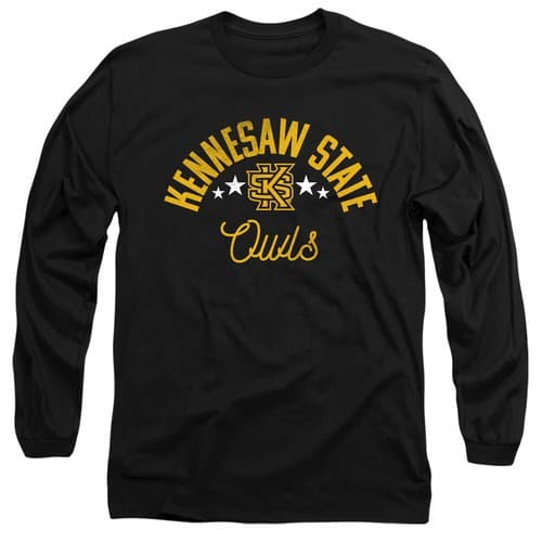 Kennesaw State University Adult Long Sleeve T-Shirt Owls, Black, S-3XL — kennesaw-state fan gear