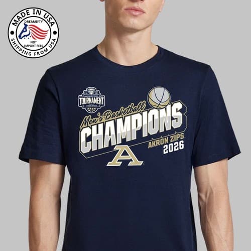 Akron Zips Men's Basketball 2025-2026 MAC Tournament Champions T-Shirt — akron fan gear