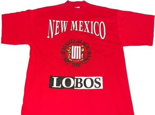 Rare! Vintage 1990s University of New Mexico Lobos T-Shirt New! LG Single Stitch — new-mexico fan gear