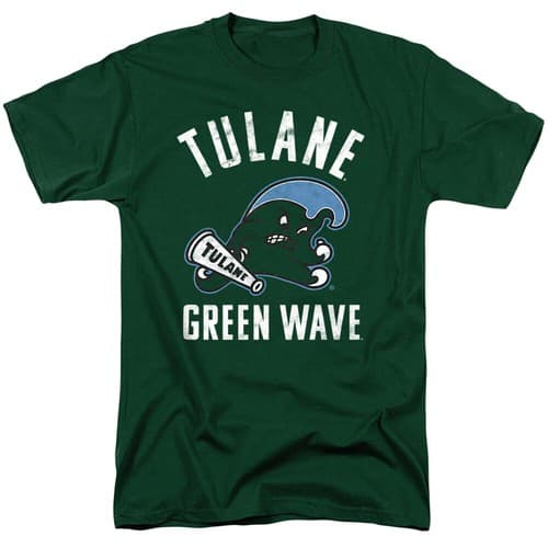 Tulane University Adult T-Shirt Green Wave Logo, Hunter Green, S-3XL — tulane fan gear
