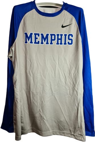Nike Men's Memphis Tigers Dri-Fit Long Sleeve T-Shirt Gray/Blue - LARGE — memphis fan gear